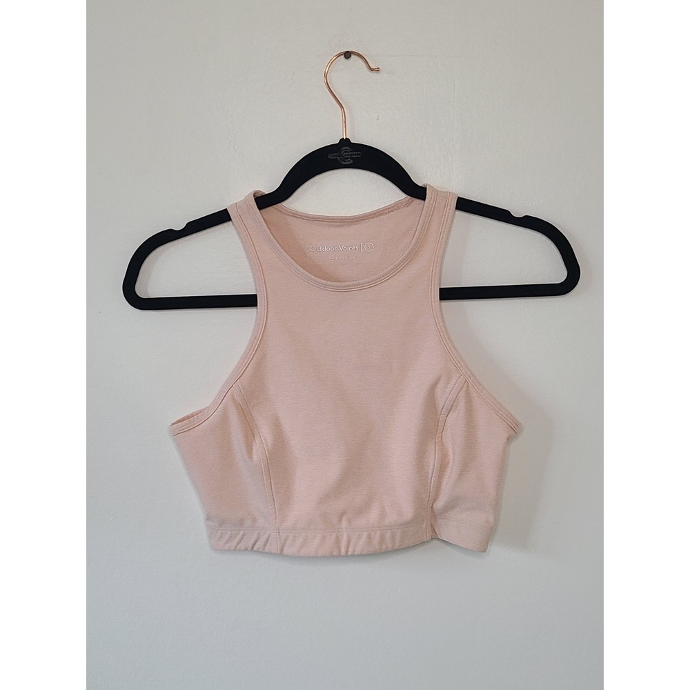 Outdoor Voices Athena Crop Top Sports Bra Size S Light Pink Peach